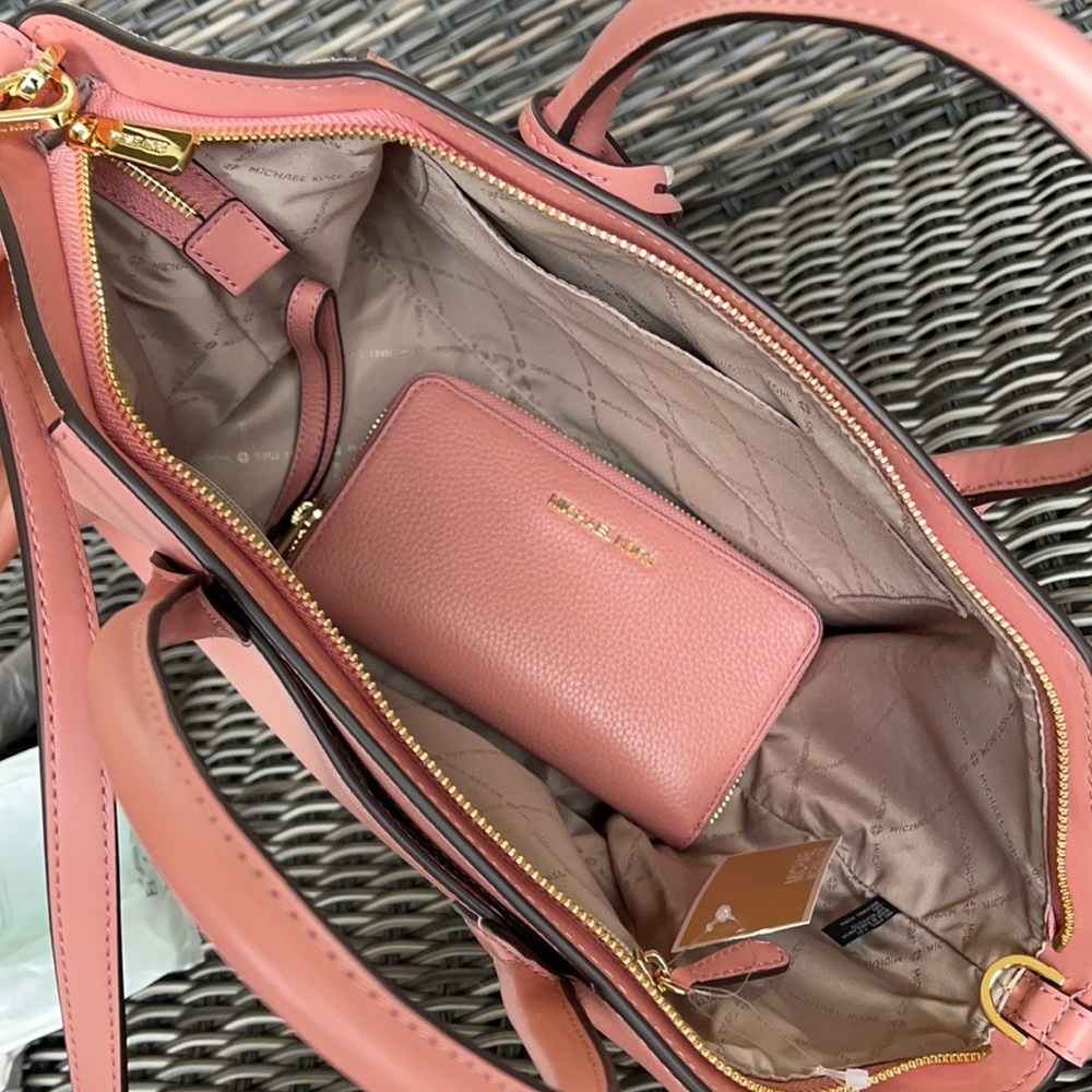 Michael Kors Avril Top Zip Satchel Shoulder Bag & Flat MF Phone Case Wallet - Picture 15 of 16